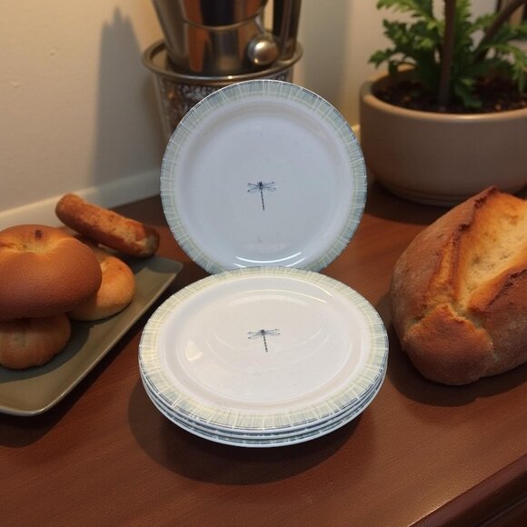 4 Portmeirion Studio Lakeside Dragonfly 9" Plates Set Design - Picture 1 of 5